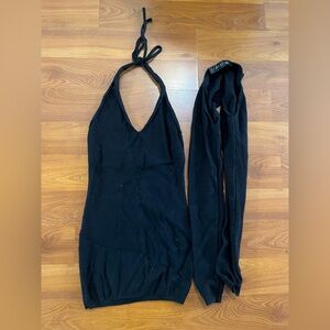 Black Halter Neck Dress with Bolero